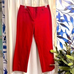 NWT Women’s INC Petite Stretch Red Cropped Welt Pocket Pants Size 10P